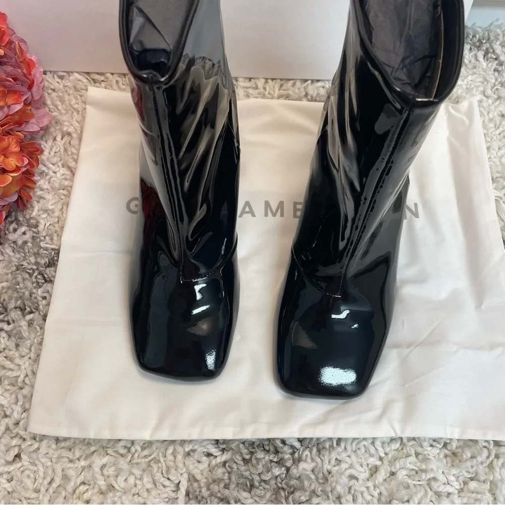 Good American Square Toe Bootie in Black Patent 8.5 - Picture 8 of 12